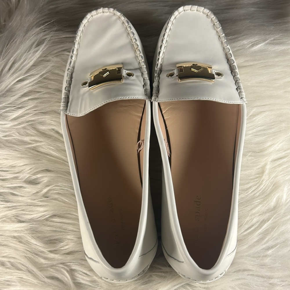 KATE SPADE Loafers Women's Size 8 Kate Spade Carmen S1350018 White Leather Shoes - Picture 3 of 15